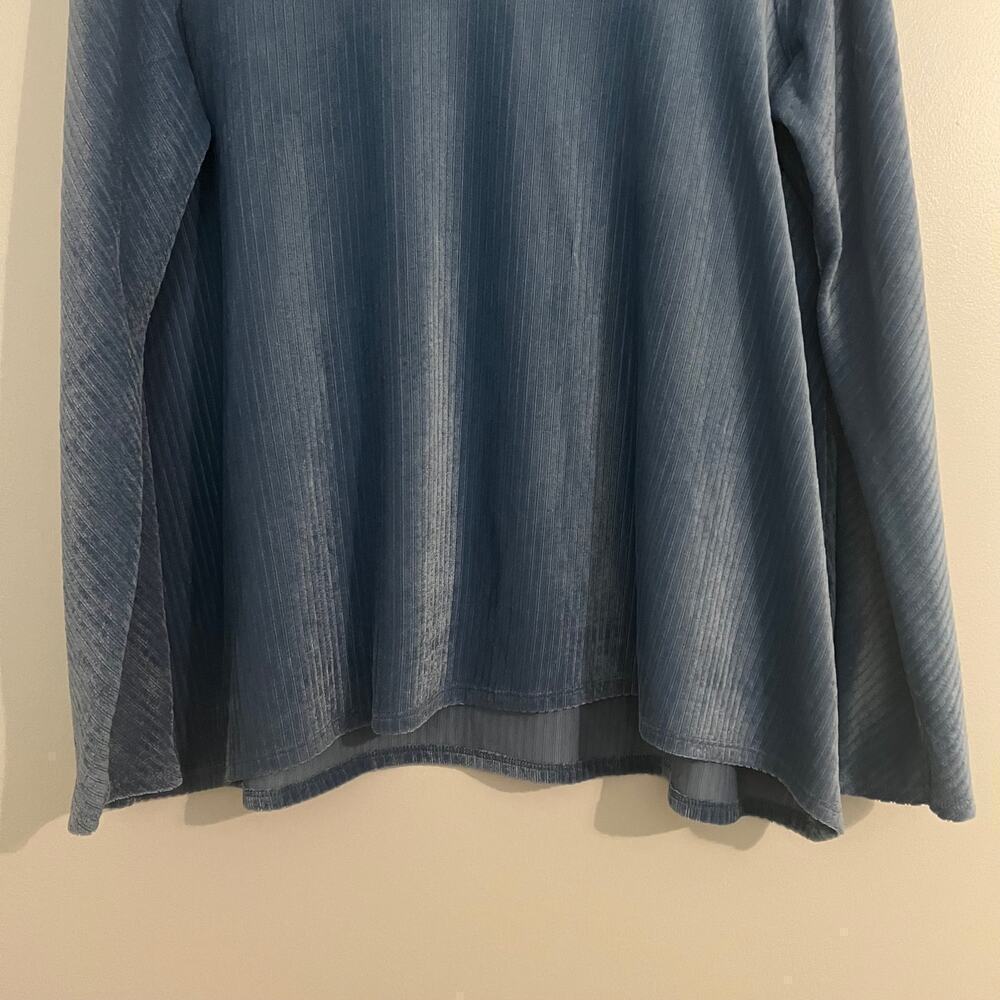 Soft Surroundings Velvet Velour V Neck Button Sleeve Detail Long Sleeve Top - Picture 2 of 10